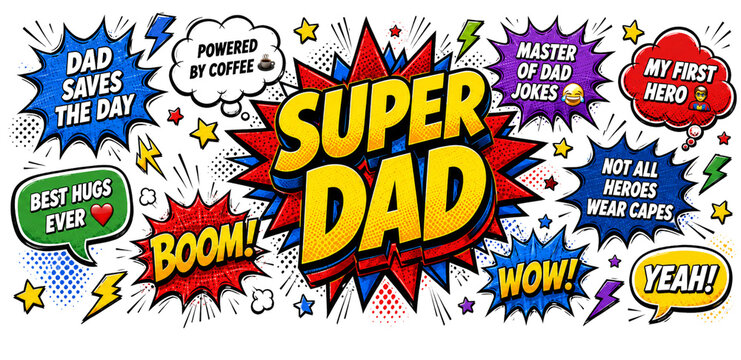 mug wrap 15oz size  super dad, fathers day, best dad, dad gift, superhero dad, comic book, dad jokes, fathers day gift, hero dad, pop art illustration