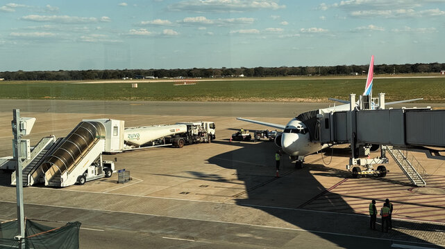 Victoria Falls, Zimbabwe - May 23, 2026: Victoria Falls Airport showcases aircraft and ground operations in Zimbabwe