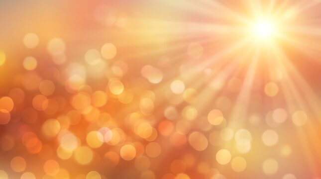 Abstract golden bokeh background with sun rays and lens flare