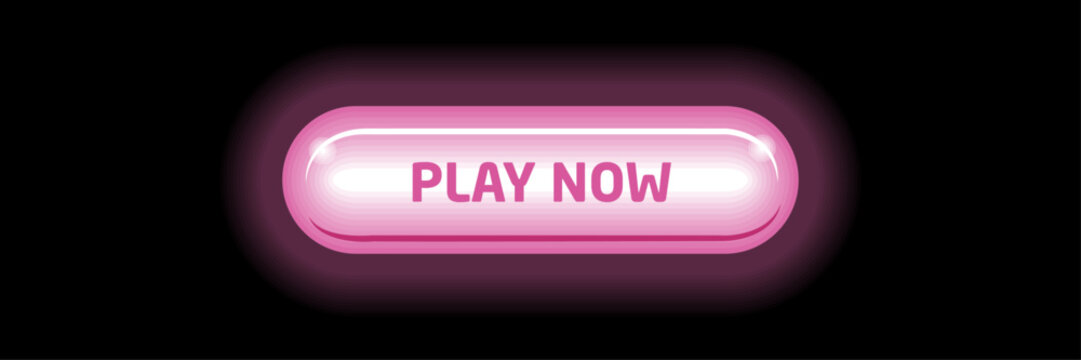 Pink neon play now button glowing gaming CTA element