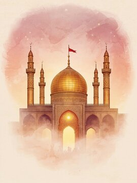 Imam Hussain Shrine in Karbala Iraq with Golden Dome and Islamic Architecture