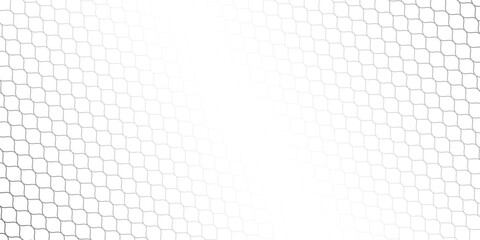 Fishing or soccer net. Repeated hexagon pattern. Black wired mesh texture isolated on white background. Metallic or fabric fence, cage or lattice structure. Vector graphic Illustration. © subang