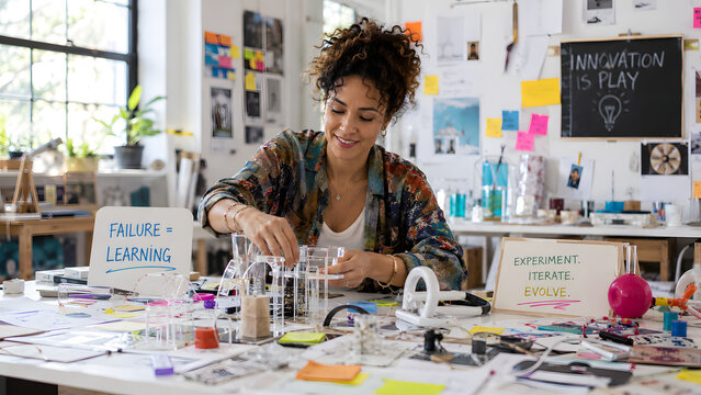 Woman creative leader managing experimentation lab culture