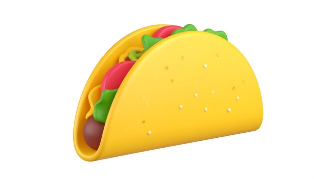 Colorful Taco Illustration Isolated on Light Gray Background