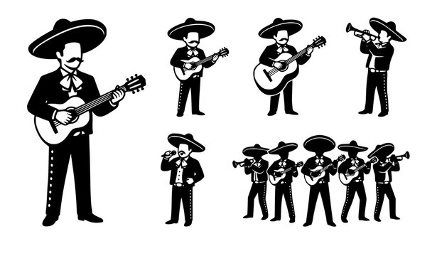 Professional Mariachi Band Silhouette Vector Collection for Mexican Music Designs