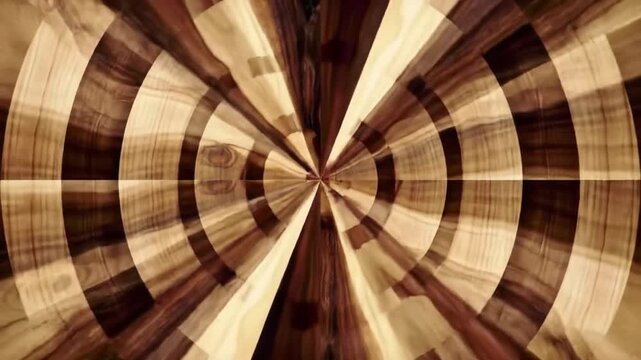 Abstract Wood Grain Tunnel Motion Background, Radial Wood Pattern, Abstract Geometric Tunnel.