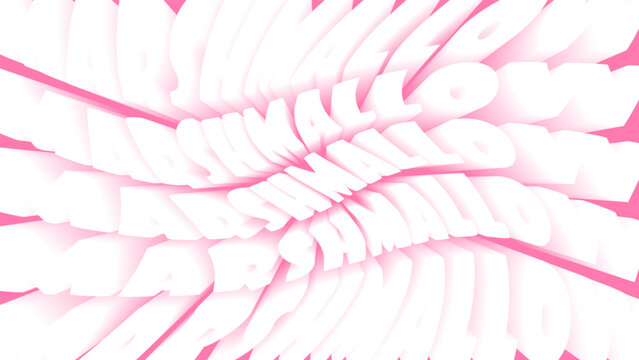Melting Marshmallow lettering on a pink background. 3D vector raspberry dessert background