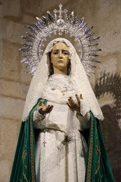 baroque statue of an holy character in a gothic cathedral in zamora in spain 