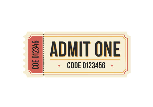 Retro entertainment ticket vector illustration with custom code number on white