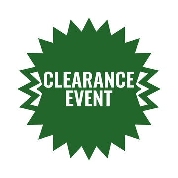 Green Starburst Emblem Featuring Bold Promotional Text for Retail Clearance Sales Events