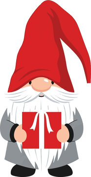 Christmas gnome holding gift festive holiday illustration for seasonal decor