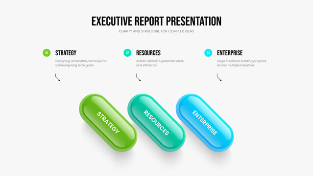 Consulting Briefing Slideshow Design Vector Illustration. Investor Development Three Element Diagram Frame Template. Digital Report 3 Step Infographic Presentation Layout.
