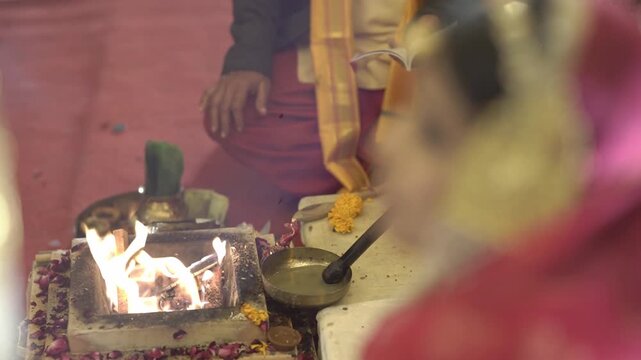 Indian Wedding Rituals with Bride and Groom Performing Sacred Traditions, Pheras, Mandap Ceremony, and Cultural Marriage Customs