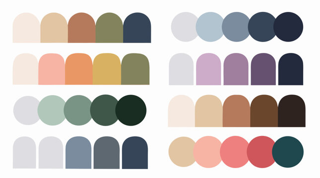 Professional Graphic Design Color Palette Swatches with Vibrant Gradient Samples, Abstract Flat Vector Illustration of a Digital Color Scheme Template for Branding and Creative Projects.