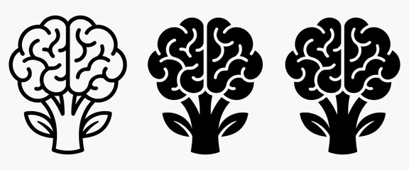 Creative brain tree concept icons set with intelligence creativity knowledge thinking illustration © md