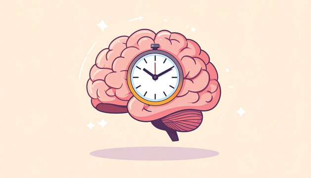 Brain with clock in the middle.