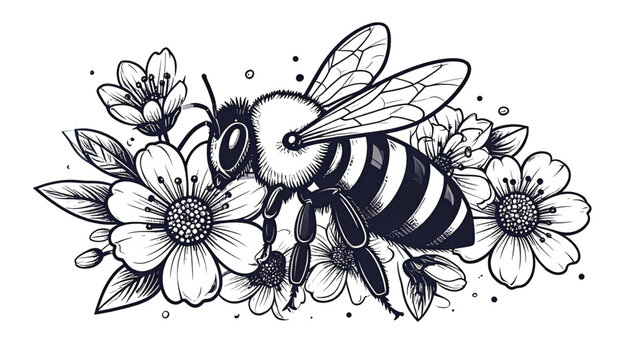 Black and white bee insect.