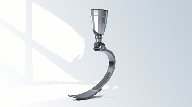 Modern bionic prosthetic running blade for handicapped athletes, high-performance artificial leg vector illustration for sports and mobility, inclusive medical technology on light background.