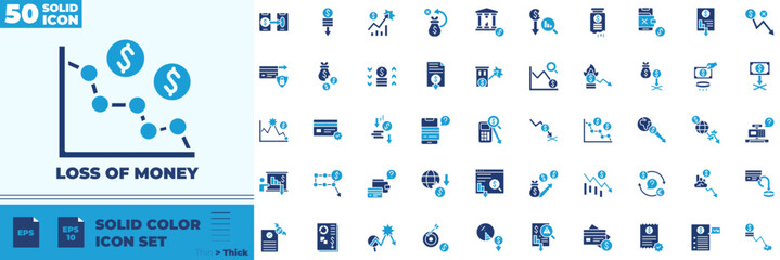 Loss Of Money Solid Color Editable Icons set © Madani Pro