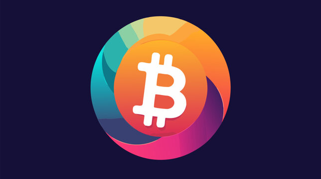 Golden bitcoin cryptocurrency logo icon with digital currency symbol, flat vector illustration representing blockchain technology, financial investment, and decentralized electronic payments.