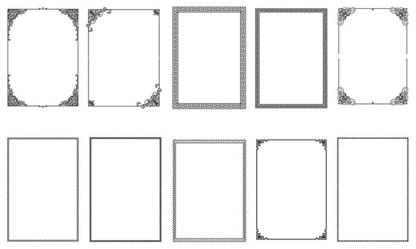Frame ornament. Vintage frame ornament. Ornament set. Vector set border. Set of vintage frames square. Floral ornament.