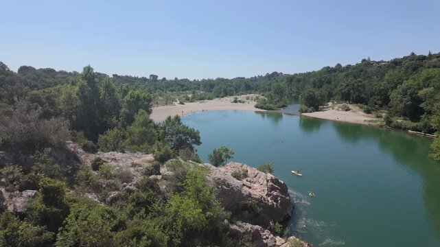 Scenic view of Pont du Diable river landscape