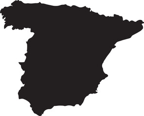Obraz premium Black silhouette map of Spain simple vector outline for travel and geography concepts isolated on white background