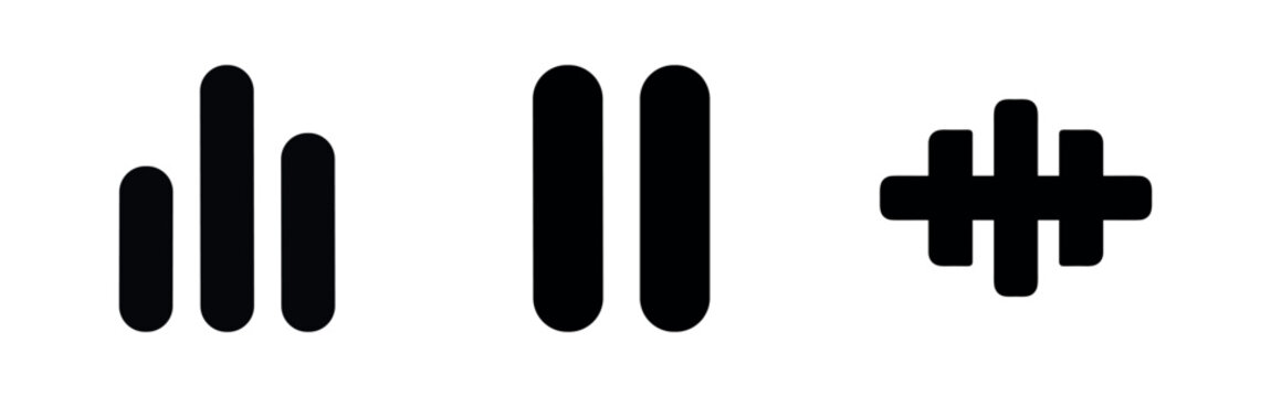 Abstract line icons. Diverse graphic elements including equalizer bars and parallel lines.