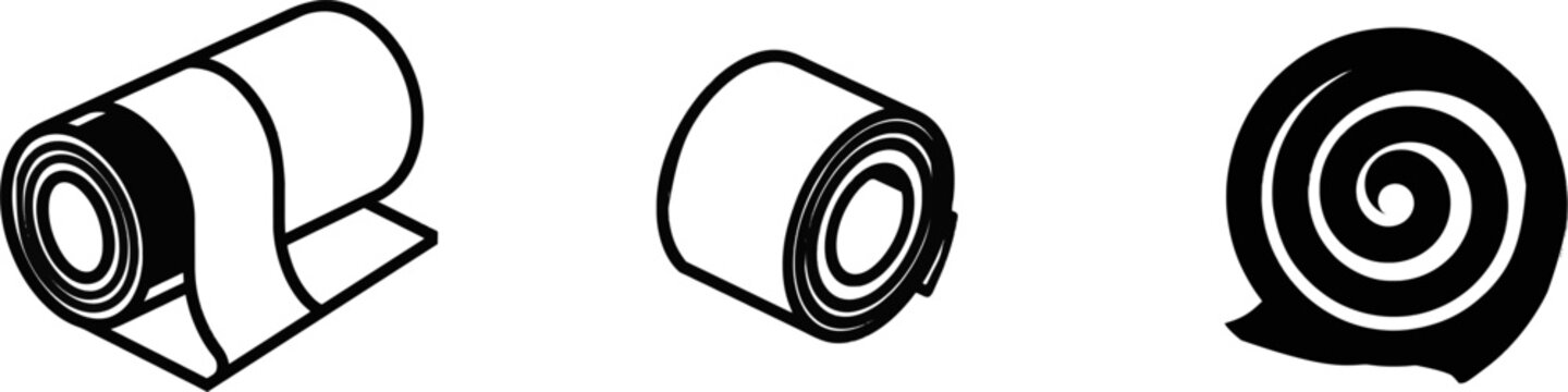 A minimalist flat vector icon of a massive roll of heavy industrial sheet metal in a 2D side profile view, rendered with clean bold lines and clear contours on a pure solid white background