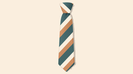 Obraz premium Elegant men's necktie with classic diagonal stripes in a sleek flat vector illustration style, ideal for business fashion, formal attire, corporate professional identity, and style concepts.