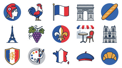 French symbols and icons collection. © nurhuda Pratama