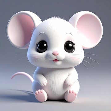 Photorealistic cute mouse designed for 3D printing, featuring realistic fur texture, tiny paws, and expressive oversized eyes, perfect for collectibles, decorations, and nature-themed projects.