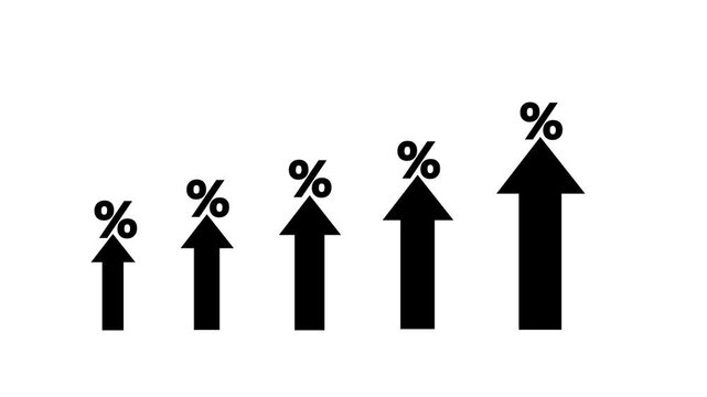 Interest rate and investment growth concept and up arrows. Financial banking increase or mortgage investment, mutual funds, and dividend tax.