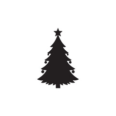 Obraz premium Christmas Tree Silhouette with Star and Ornaments Vector Icon