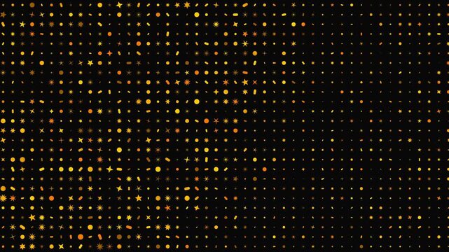 Golden metallic particles and glowing geometric shapes ripple over a dark background in a luxury 3D animation loop for premium brand videos