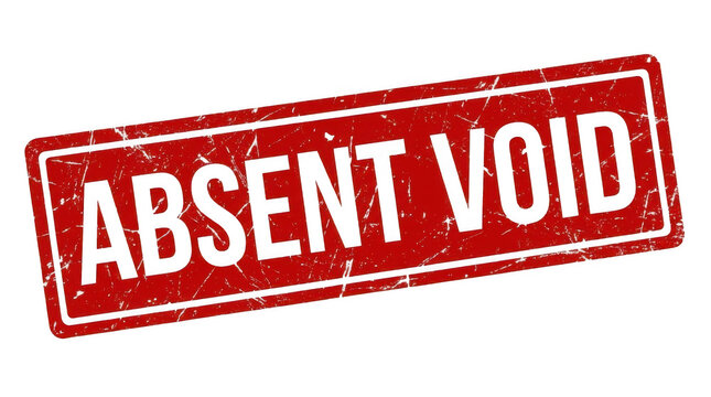 Red grunge rubber stamp with the text absent void isolated on transparent background