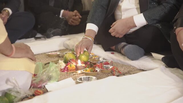 Indian Wedding Rituals with Bride and Groom Performing Sacred Traditions, Pheras, Mandap Ceremony, and Cultural Marriage Customs