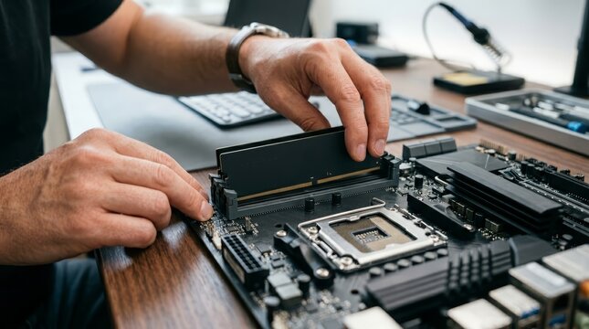 Memory installation representing computer upgrades and system performance improvements