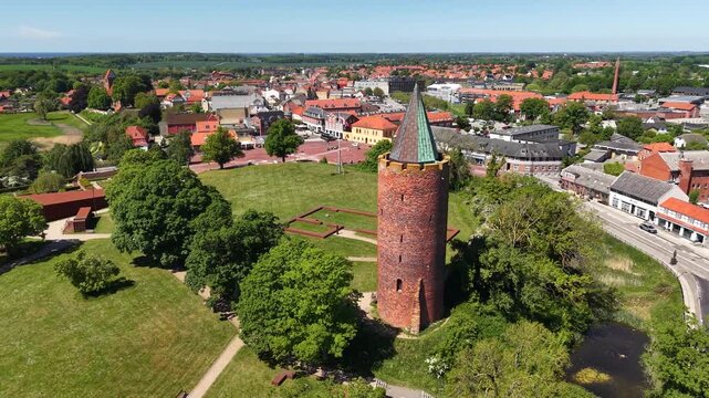 Flight over The Goose Tower (Gaseatarnet), Vordingborg Castle, Denmark