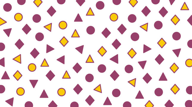 Abstract geometric seamless pattern with colorful shapes on a clean white background