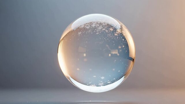 Snow Globe Serenity: Crystal Ball Floating with Falling Snow