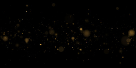 Fototapeta premium Bright festive shimmer mixed with soft bokeh circles. Glowing particles with sparkling white dust and elegant light flare. Vector PNG illustration for isolated overlay.