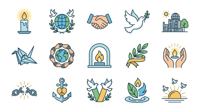 Peace and harmony symbols collection.
