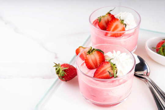 Delicious strawberry mousse parfait