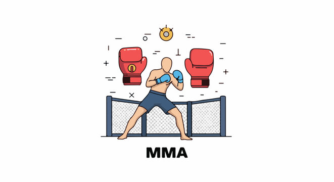 A man in a fighting stance with boxing gloves and MMA gear
