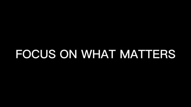 Vibrant typographic design with focus on what matters on black background