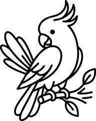 Simple Minimalist Cockatoo Outline Illustration © Paappu