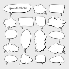 Fototapeta premium speech bubble text box set. Message shape speech bubble vector illustration. For chat, message, banner, template, sticker, logo, marketing,comic, cartoon,web, online,ad