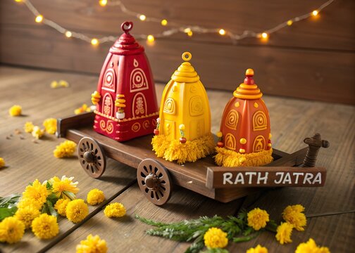 Rath Jatra Decorative Cart with Temple Structures &ndash; Culture, Religion, Heritage, Tradition, Ceremony, Celebration, Spirituality, Festival, Art
