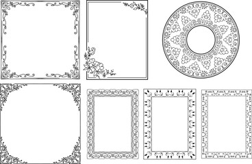 Naklejka premium vector frames black on a white background, borders